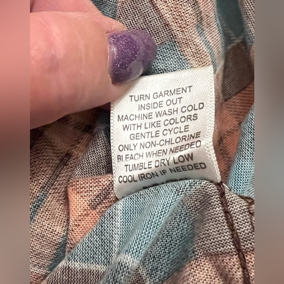 Always Indigo L.A. NWT women’s top blouse Size M Orange and turquoise checkered - Picture 9 of 12